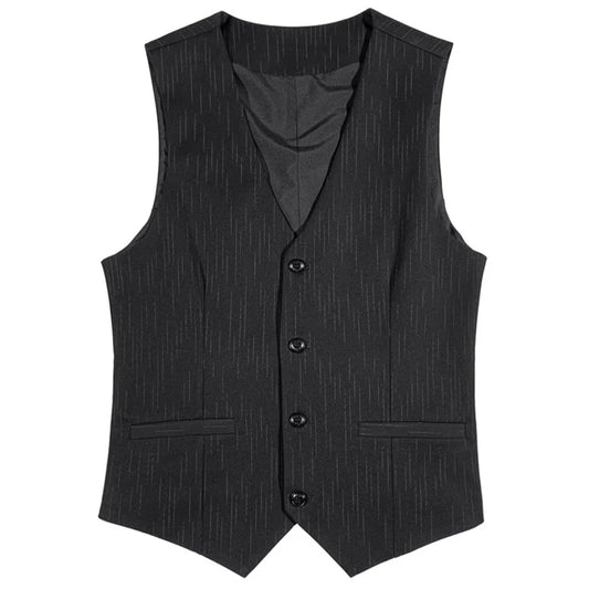 Plus Size 7XL 6XL 5XL Men's Fashion Striped Suit Vest British Style Business Work Slim Fit Wedding Social Sleeveless Vest