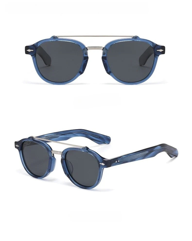 New High-end Flat Top Double Bridges Men Polarized Sunglasses Acetate Square Suneyeglass Women Fashion Retro Gifts Eyewear UV400