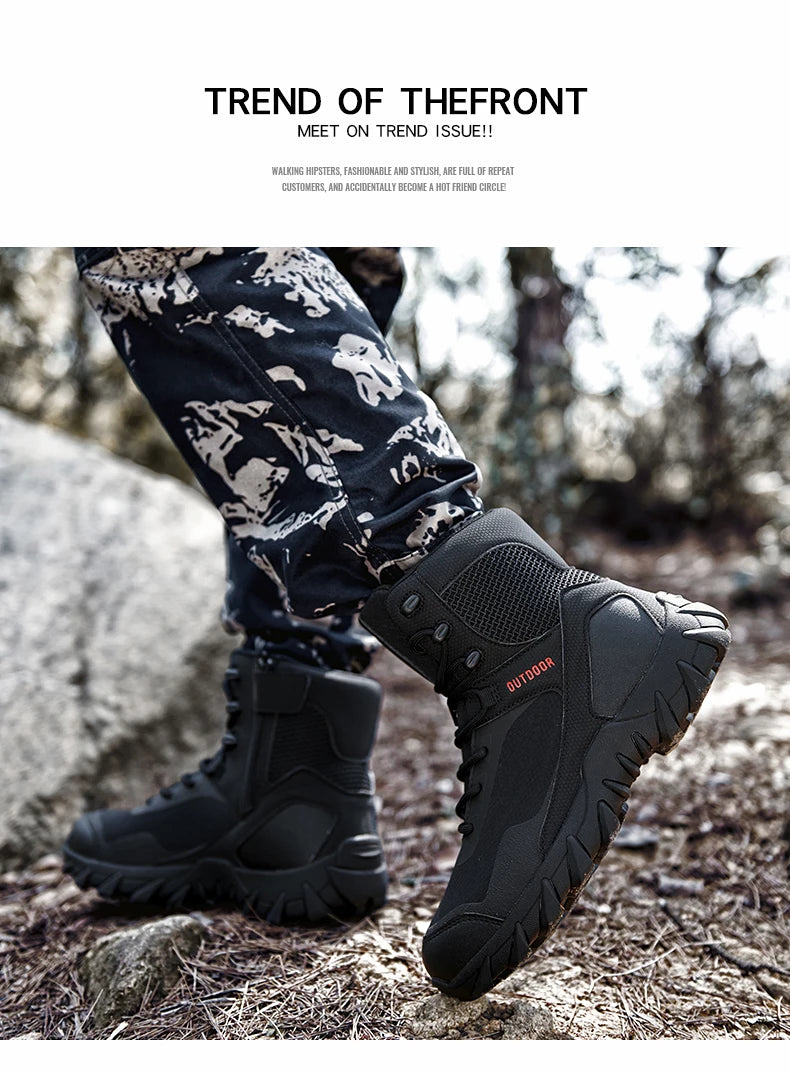 Men Tactical Boots Army Waterproof Work Climbing Hiking Shoes High Quality Outdoor Motorcycle Hunting Safety Unisex Desert Boot