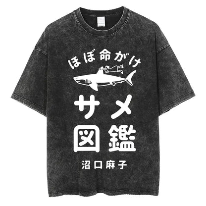 Japanese Tokyo Tokyo Culture Print Washed T Shirt Funny Fashion Vintage Men Women T-shirts Cotton Casual Loose Tees Streetwear