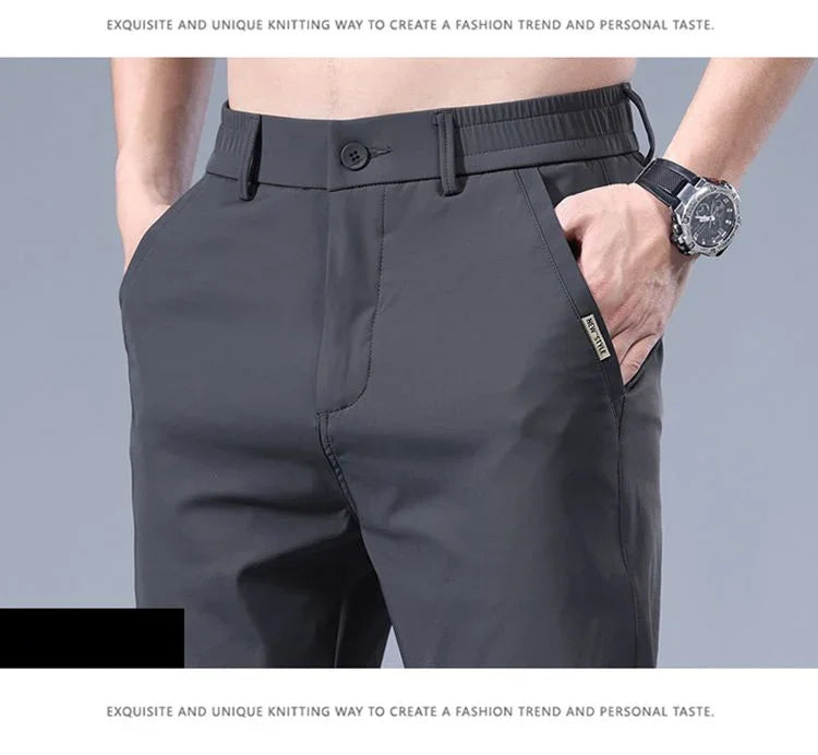 2026 Men's Summer Casual Pants Thin Ice Silk Men's Pants Fashion Straight  Elastic Men's New Pants Men's Pants