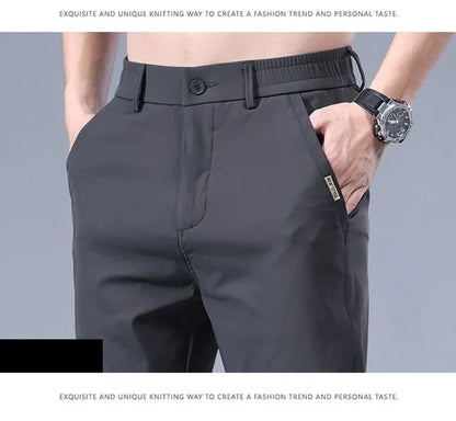 2026 Men's Summer Casual Pants Thin Ice Silk Men's Pants Fashion Straight  Elastic Men's New Pants Men's Pants