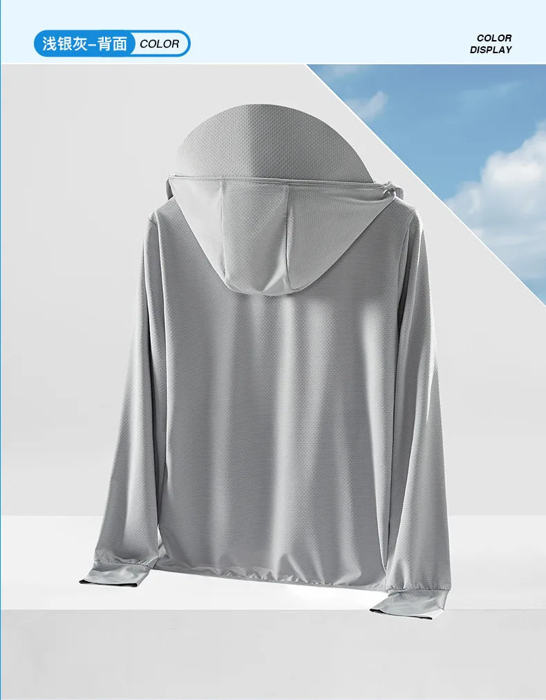 Men's Summer New Sunscreen Clothing Women's Large Brim UPF50 + UV Protection Ice Silk Sunscreen Clothing Outdoor Skin Clothing