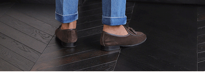 Italian Style Men's High Waist Business Neapolitan Jeans Draped Cuffed Straight Leg Western Pants Youth Trendy Wear Resistant