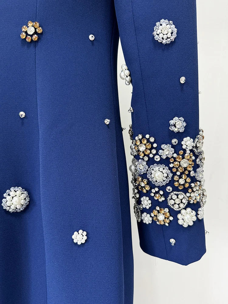 HIGH STREET Newest Fashion 2026 Designer Party Vestido Women's Formal Long Sleeve Luxurious Beaded Long Maxi Dress
