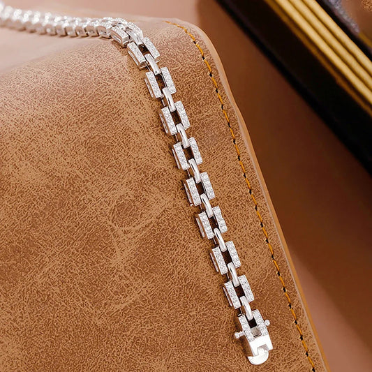 Bracelets Diamant Moissanite Hip Hop en Argent Sterling 925, Chaîne Cubaine de Luxe, Chaîne de Maillons pour Femme, Bijoux Fins de Soirée