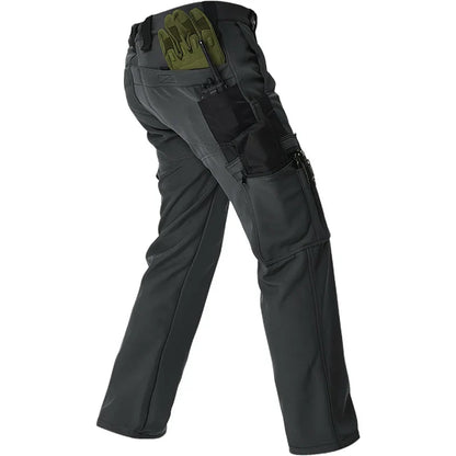 Men's Tactical Work Fleece Pant Multi-Pocket Waterproof SoftShell Trousers Winter Outdoor Wear-Resistant Thick Warm Camping Pant