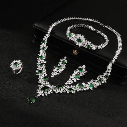 Noble Vivid Flower Appearance Design Necklace And Earring Fine Decoration Wedding Party Charming Jewelry Set