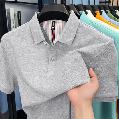 100% cotton short sleeve polo shirt comfortable lightweight high-end brand fashionable simple summer men's casual lapel T-shirt