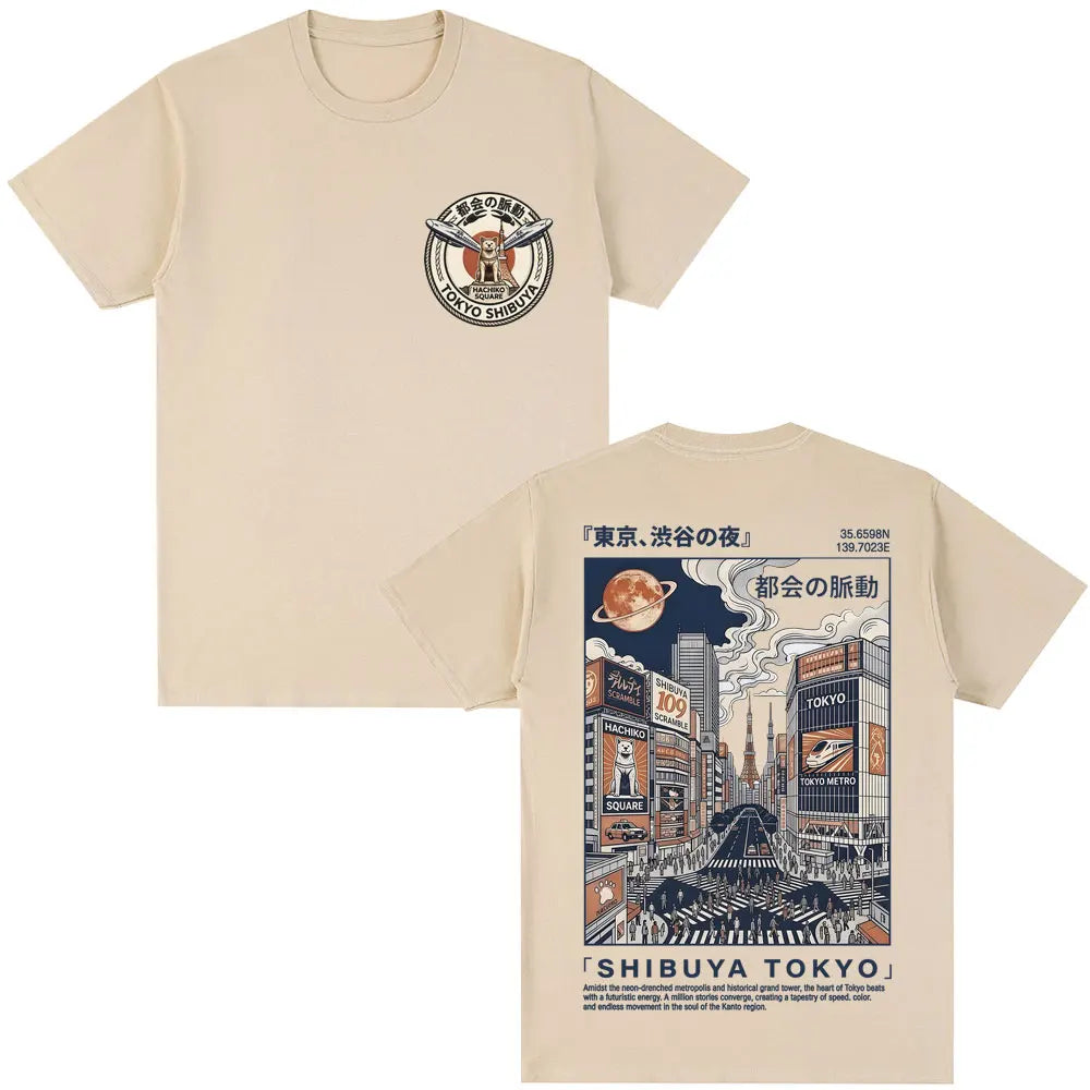 Japanese Style Hokkaido Wave Graphic T-shirts Men Women Harajuku Fashion Vintage T Shirts Oversized Cotton Popular T-Shirt Gifts