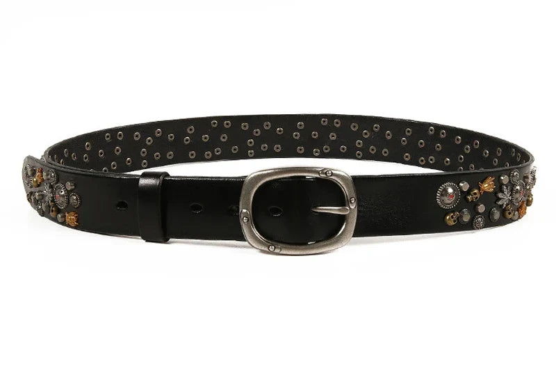 3.8CM Male Top Layer Luxury Designers Cowskin Genuine Leather Belts Men Alloy Pin Buckle Rivets Belt Casual Belt for Jeans