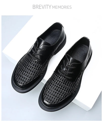 Summer Hallow Breathable Elegant Shoes Man Black Fashion Business Casual Shoe Male Lace Designer Leather Shoes for Men