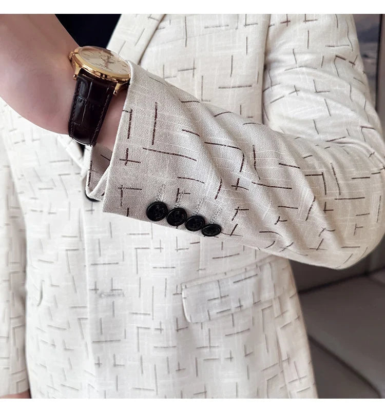 High Quality Jacquard Suit Jacket for Men 2025 Fashion Korean Style Slim Fit Business Casual Wedding Social Dress Coats 4XL-M