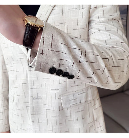 High Quality Jacquard Suit Jacket for Men 2025 Fashion Korean Style Slim Fit Business Casual Wedding Social Dress Coats 4XL-M