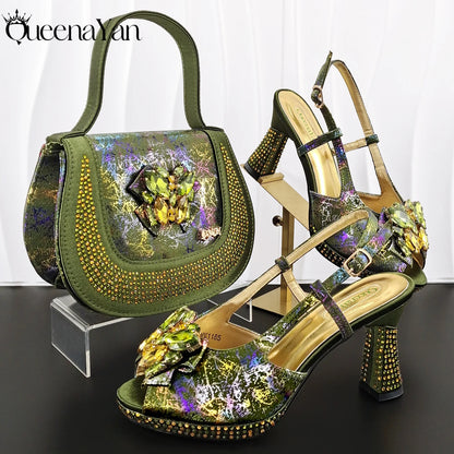 2026 Essential for Banquets  High Quality Designer Luxury Shoes and Bag  Exquisite HandBag with Peep Toe Shoes Sexy High-Heeled