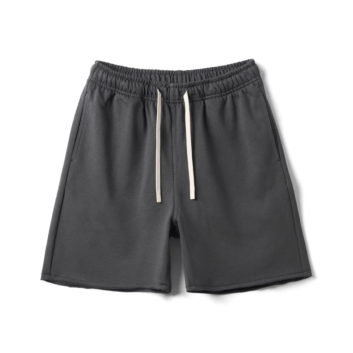 2025 Summer New Oversize 390gsm Drawstring Shorts Men  Raw  Hem Athletic Sports Runinng Shorts