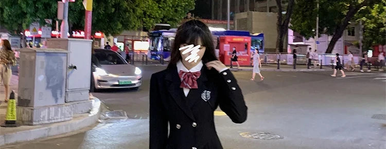 Sweet Style Suit Dress Korean Drama Main Character Waist Cinched Beautiful  Skirt College Style High Waist Double Breaste...