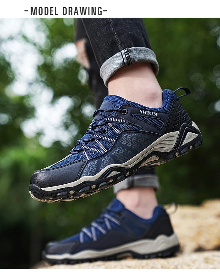 Brand Hiking Shoes Men Mesh Breathable Travel Shoe Outdoor Waterproof Hunting Fishing Shoes Mountain Off-Road Riding Sports Shoe