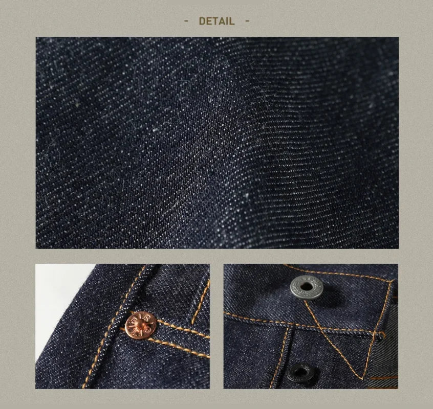 55501 Relaxed Straight Fit Men's Jeans Raw Selvedge Denim Pants Amekaji