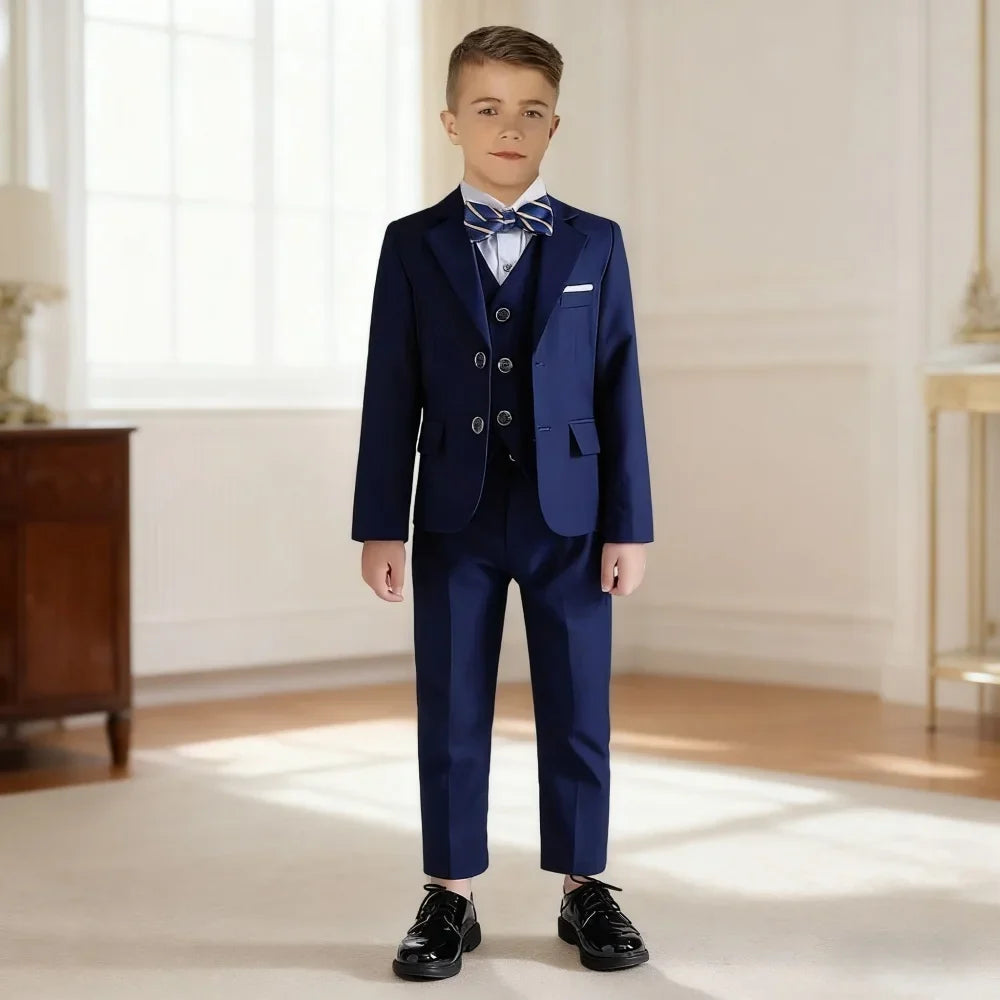 High Quality Navy Boys Suit For Wedding Teenager Kids Formal Ceremony Tuxedo Dress Children Photography Blazer Party