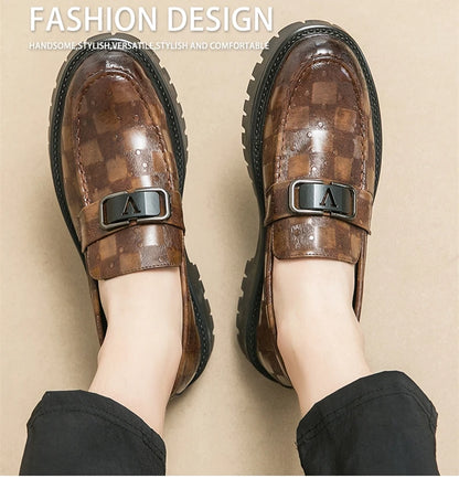 New Platform Men's Casual Shoes Comfortable Fashion Luxury Loafers Men's Leather Shoes Heightening Loafers Beans Driving Shoes