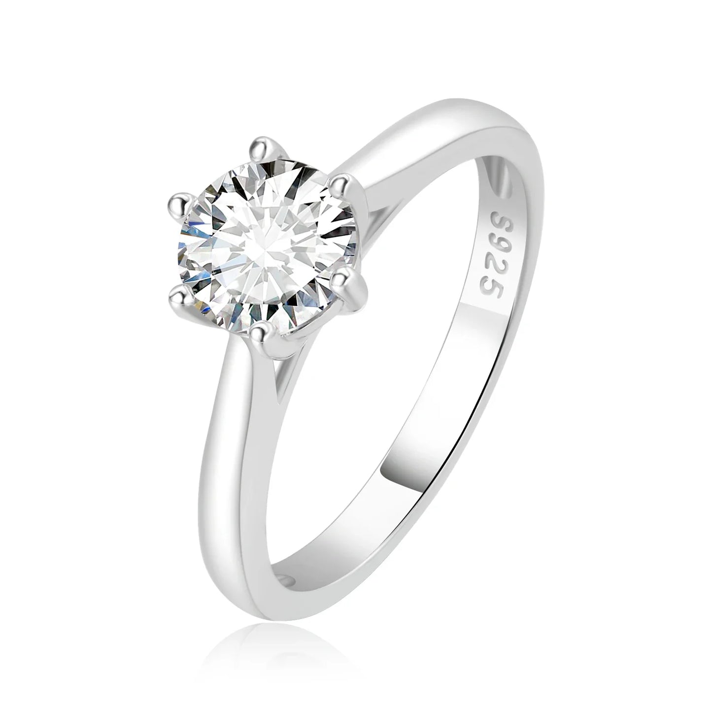 Moissanite D Color 0.5ct 1ct 2ct Round Cut S925 Sterling Silver Solitaire Wedding Engagement Ring for Women