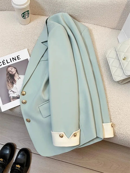 2026 New Temperament Commuting Suit Jacket Spring Autumn Women Blazers Notched Lapel Lined Design Sense Lady Suit Coats Trend