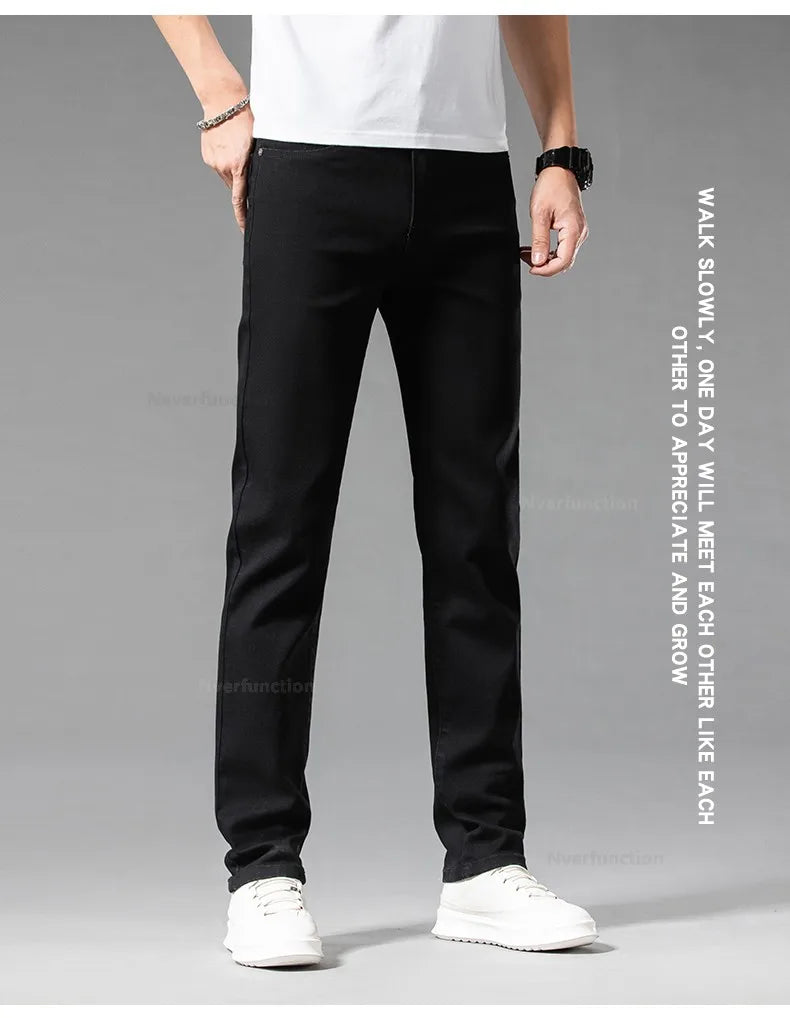 Luxury Men's White Slim Jeans Spring Summer New 98% Cotton Stretch Fashion Casual Male Clothes Straight Denim Trousers