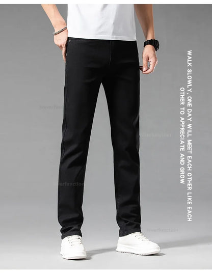 Luxury Men's White Slim Jeans Spring Summer New 98% Cotton Stretch Fashion Casual Male Clothes Straight Denim Trousers