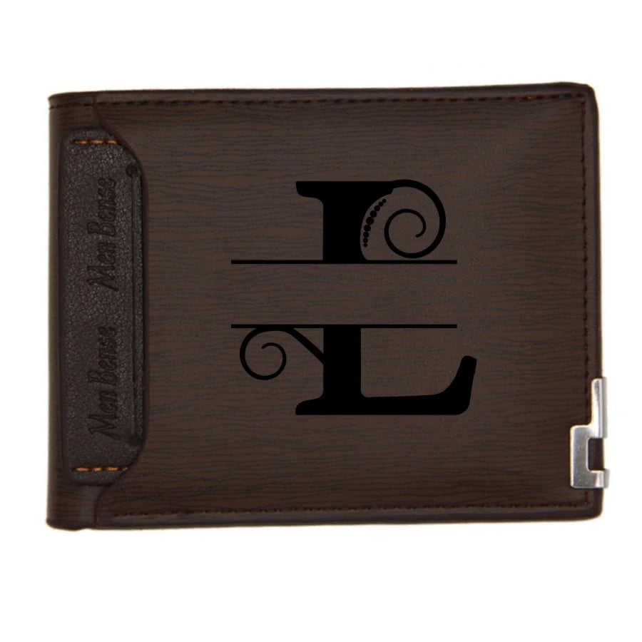 Personalized Wallet for Men Custom Wallets for Men Engraved Letter Name Leather Wallet Bifold Custom Gifts for Dad/Husband