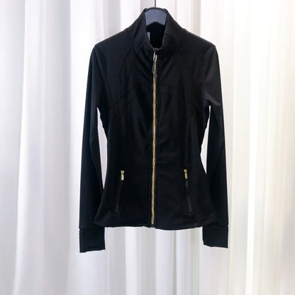 New Version Gold Zipper Slimming Jacket Yoga Stand Collar Coat Slim Fit Quick-Dry Sports Thin Twilight Rose Gold Summer