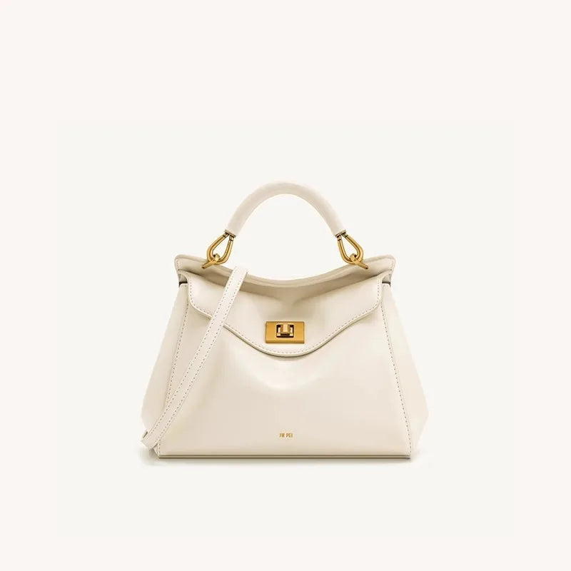 Lucia Elegant Buckle Genuine Leather Handbag for Women, Urban Casual Commuter Shoulder and Crossbody Bag
