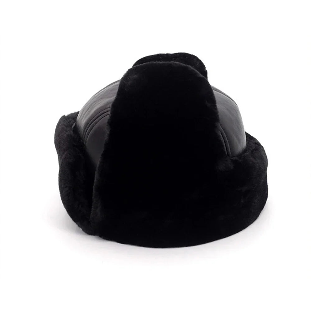 2026 Hot Men 100% Natural Real Sheepskin Leather Bomber Hats Male Casual Winter Warm Sheepskin Leather Cap Hot Russia Adult Caps