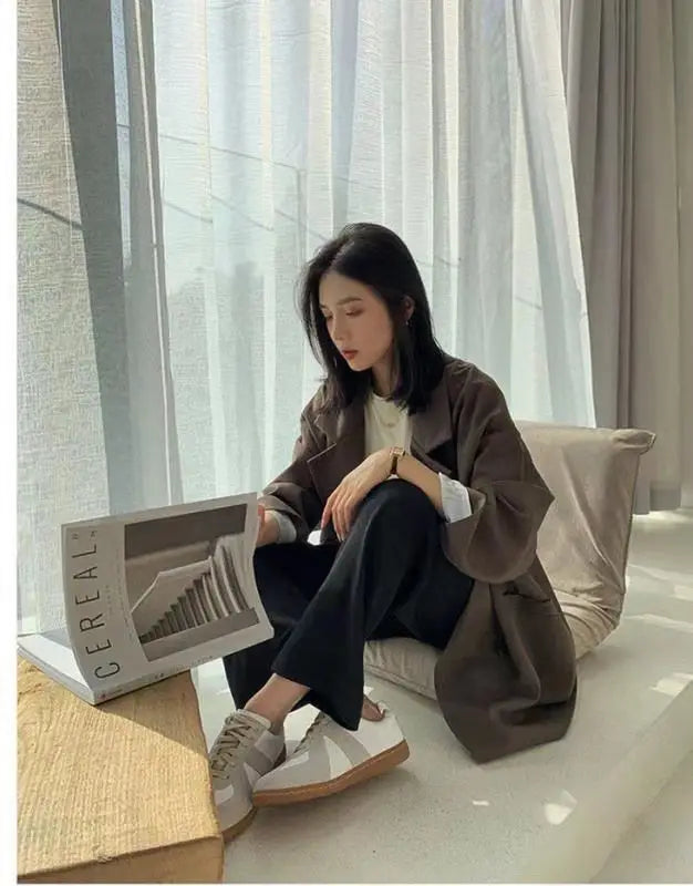 Oversize Blazers Women Long Sleeve Black Suit Streetwear Korean Chic Loose Jacket Spring Autumn Coat Double-breasted Tweed New