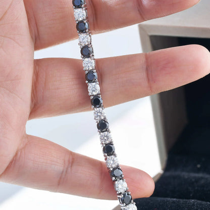 GRA Certified Real 3/4/5/6.5MM Black White Full Moissanite Tennis Bracelet for Men Women Original 925 Silver Link Bracelets