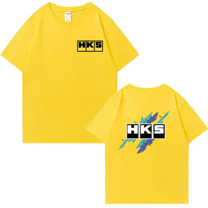 Japanese JDM Improved HKS Endless Car Graphic short sleeve t-shirts Cotton Men Women Oversized Tee shirt Double Sided Unisex Top