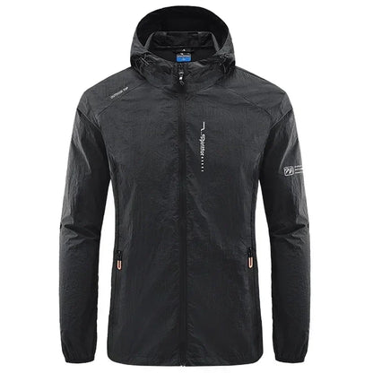 Men's UPF 50+ UV Protection Windbreaker Quick Dry Jacket Outdoor Sun-Protective Thin Hiking Fishing Cycling Hooded Sport Light