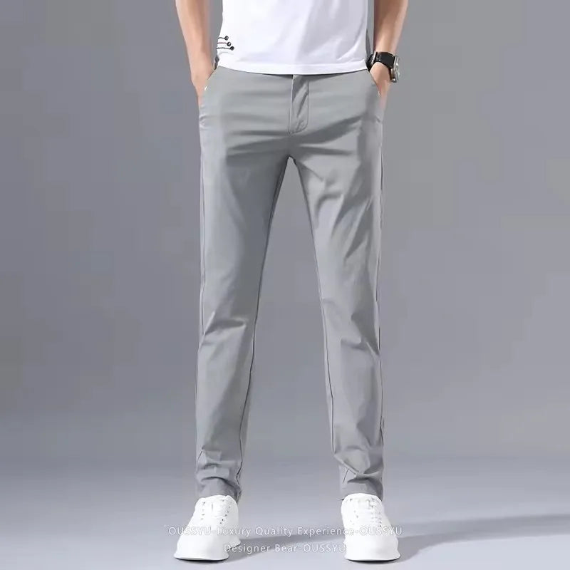 Summer Thin Slim Casual Pants Men Classic Business Cotton Stretch Golf Trousers Korean Male Clothing Work Khaki Chino Pants Man