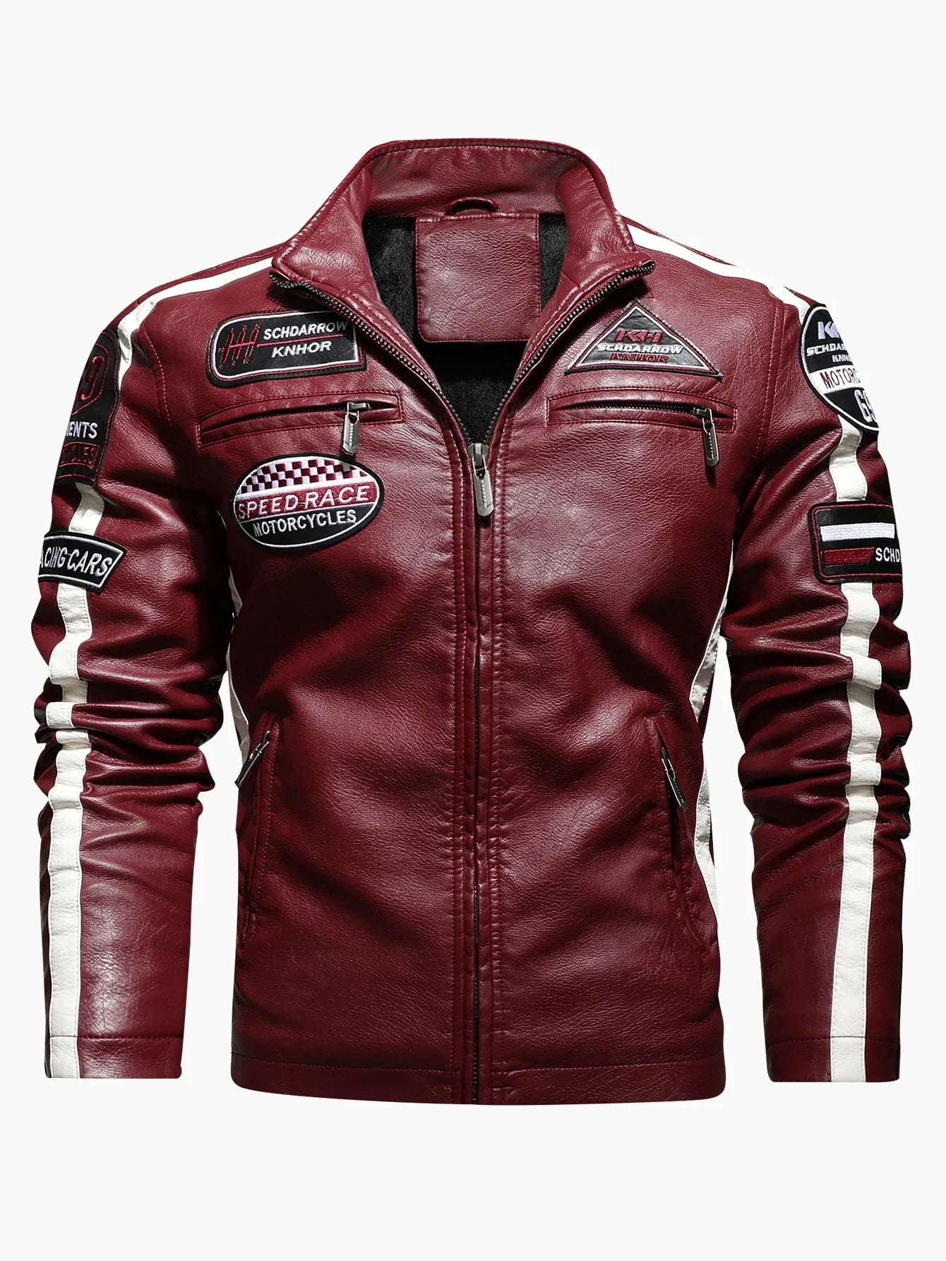 Men's Motorcycle Racing Suit PU Leather Label Color Jacket