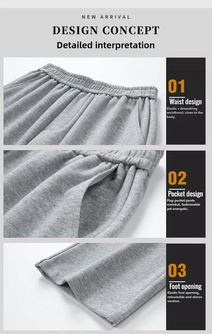 2026 New in Wide Leg Pants Men Autumn Straight Elastic Waist Baggy Cargo Trouser Male Relaxed Streetwear Sweatpant Plus Size Big