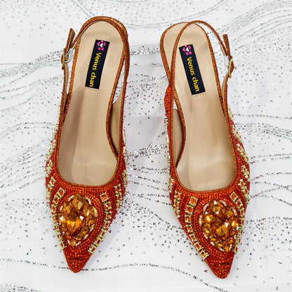 2025 Newst Italian Butter-fly Design Party Wedding Pointed Toe Slingback Sandals with Bag Set in Sky Blue Color