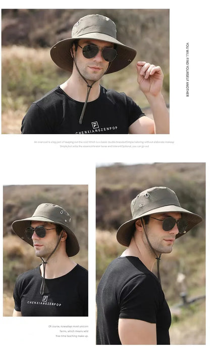 Waterproof Fisherman Hat Outdoor Summer Sun Anti UV Protection Breathable Mesh Camping Hiking Mountaineering Caps Mens Women