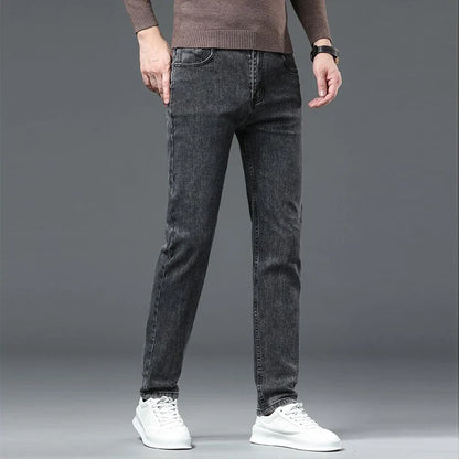 2025 New Men Fashion  Slim Fit Jeans Male Elasticity Smart Casual Mid Classics Straight Denim Pants Wedding Party Black Trousers