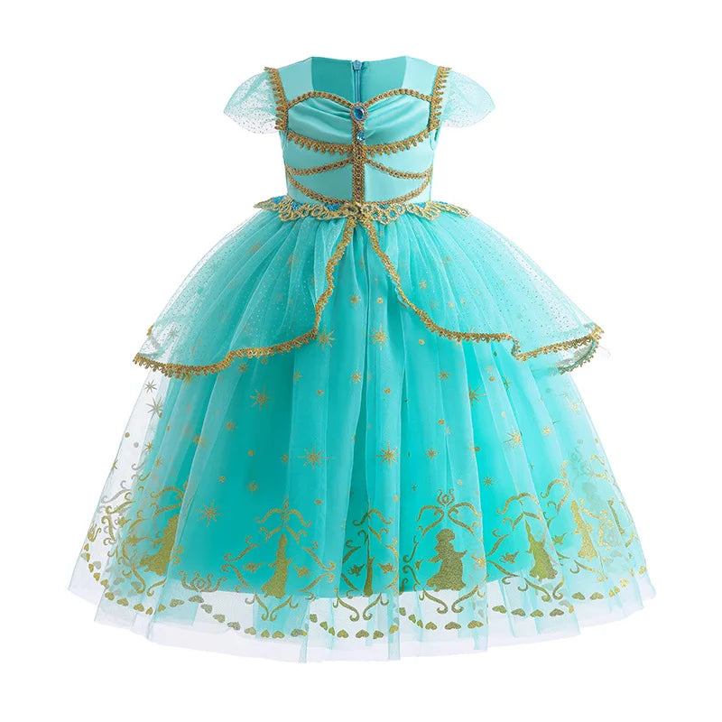 Jasmine Princess Dress for Girls Cosplay Aladdin Magic Lamp Costume Kids Halloween Birthday Carnival Party Vestidos