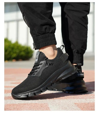 Black Safety Shoes Men Steel Toe Sneakers Lightweight Puncture Proof Work Safety Boots Man Breathable Working Shoes Anti-smash