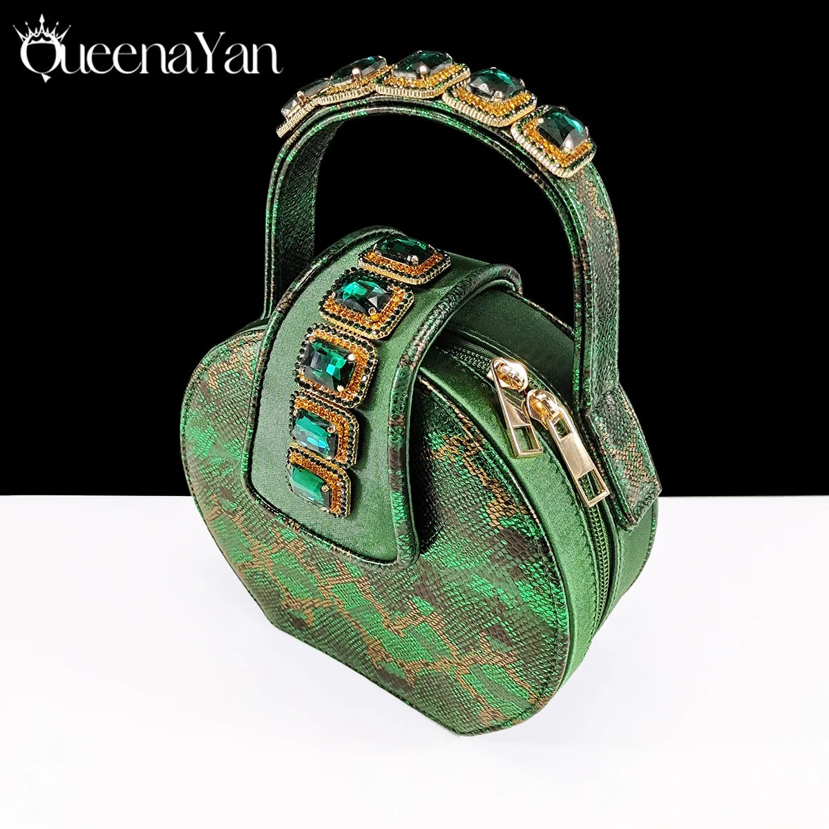 New Luxurious Italian Women's Party Shoes&Bag Set Elegant Golden Rhinestone  Sandals with Peep Toe High Heels Wedding