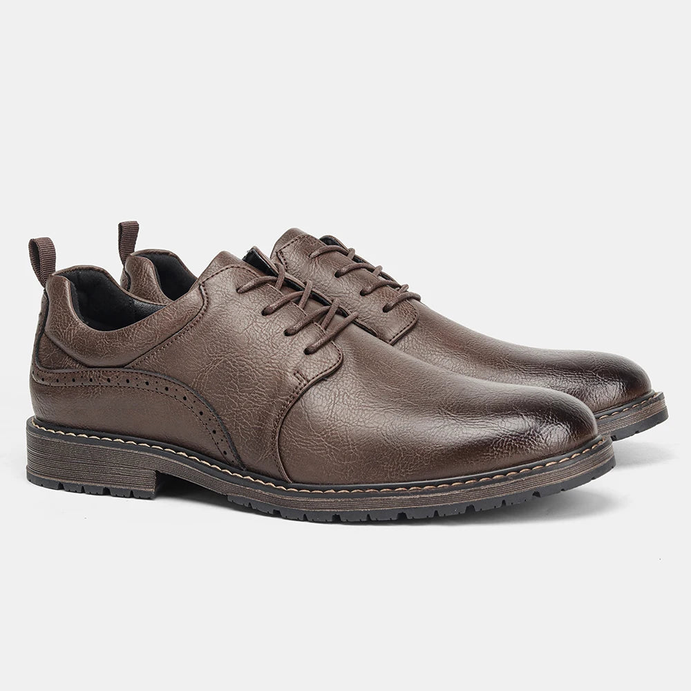 Size 40-46 Men's Casual Leather Shoes Comfortable Fashion Brand Derby Shoes