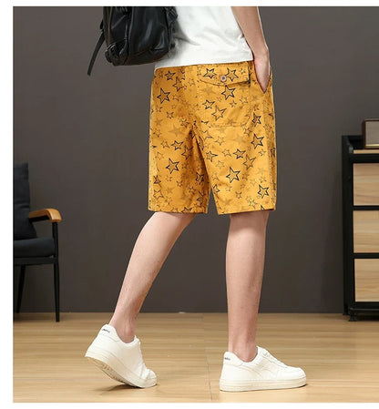Streetwear Star Print Shorts Men Hawaii Beach Casual Shorts Outdoor Cotton Sports Elastic Waist 6XL Oversized Baggy Half Pants