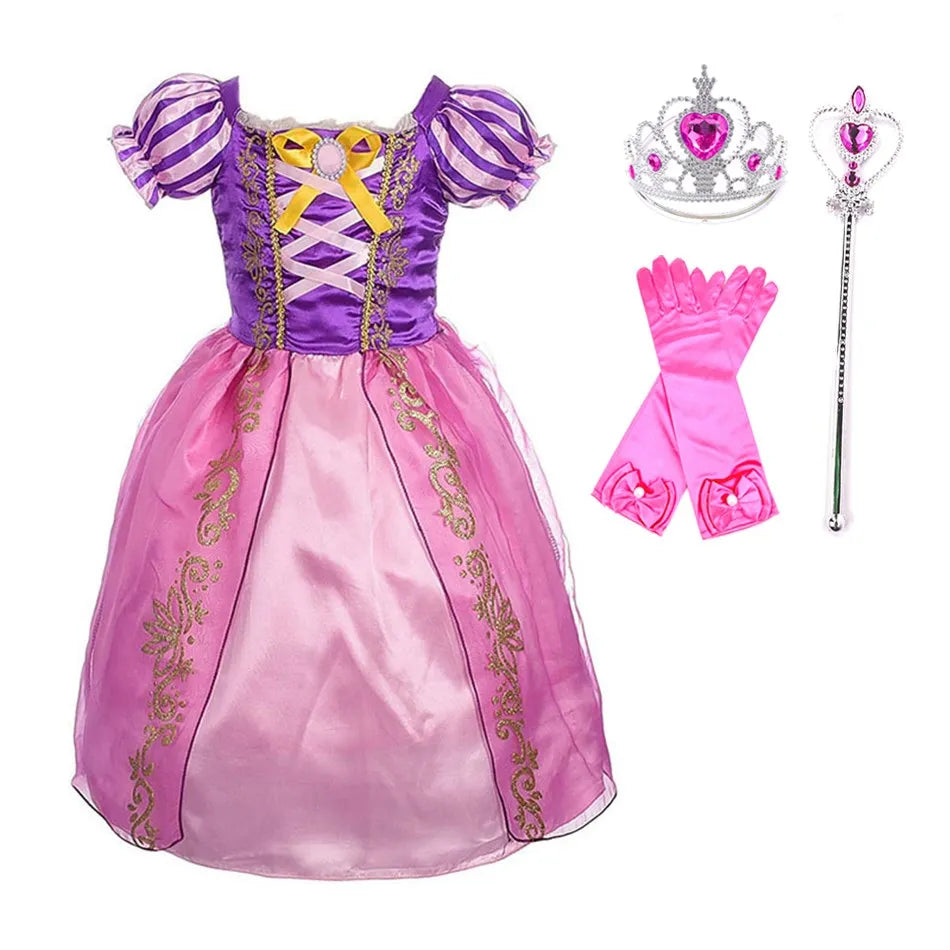 Children Princess Costume Party Fancy Flower Vestido New 2024 Christmas Birthday Carnival Dress Up Rapunzel Belle Disguise Frock