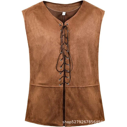2025 Medieval Renaissance Pirate Gothic Steampunk Vest for Men, Multicolor Loose Plus Size Suede Fashion Men's Waistcoat,S-XXL